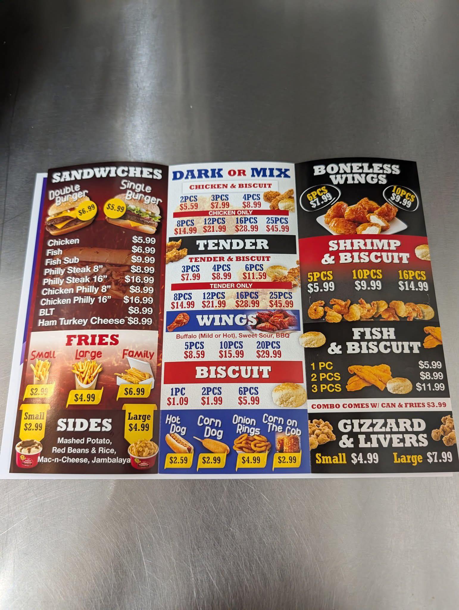Krispy Krunchy Chicken Menu