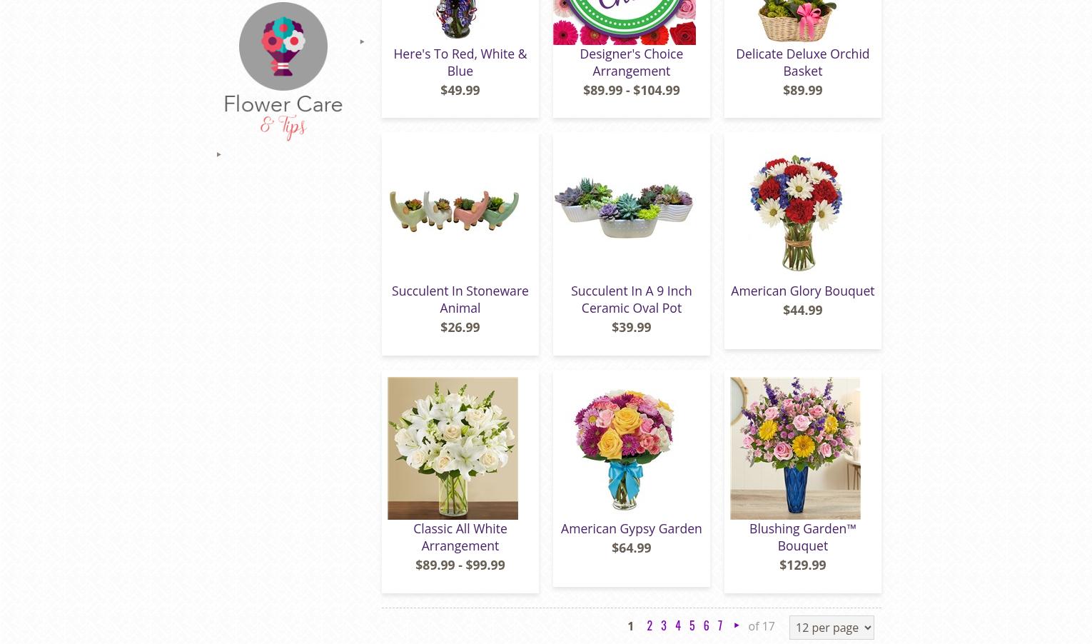 Albert's Florals & Gifts Menu