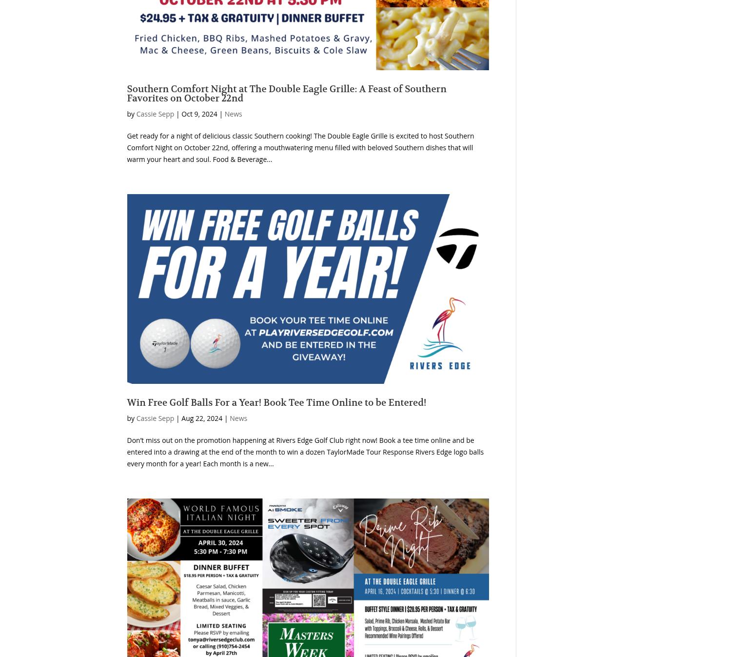 Rivers Edge Golf Club Menu