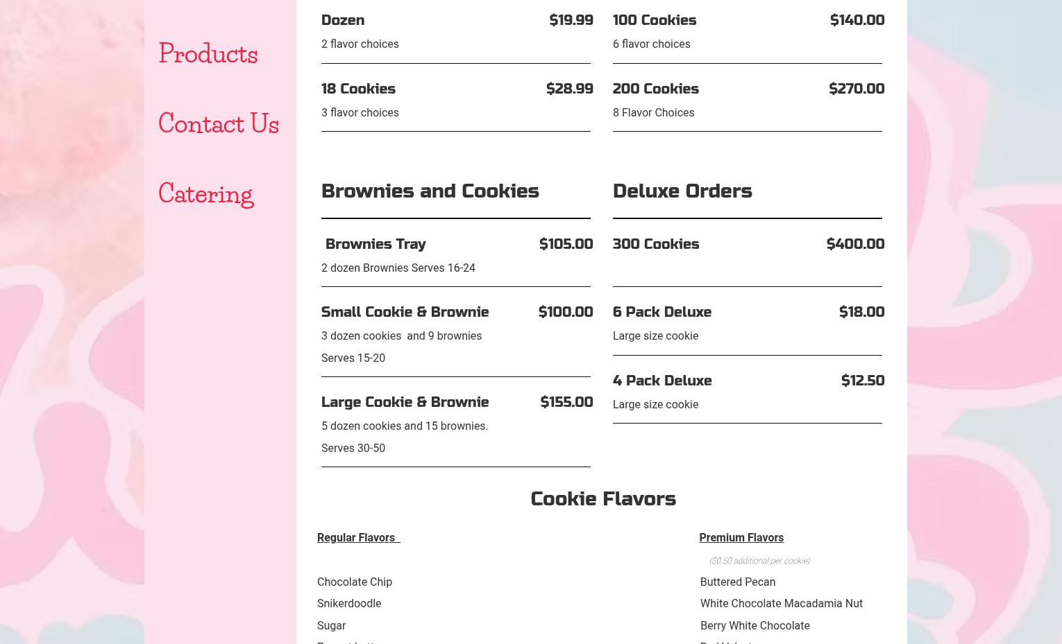 Sweet Sensations Menu