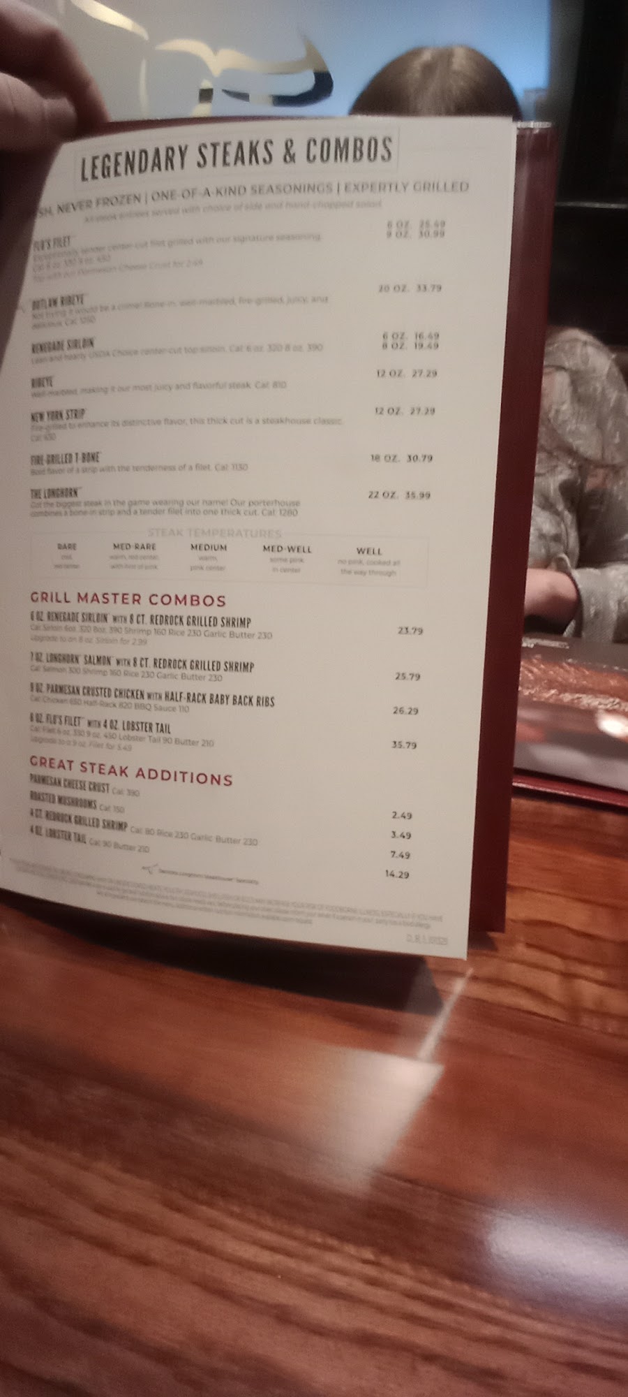 LongHorn Steakhouse Menu