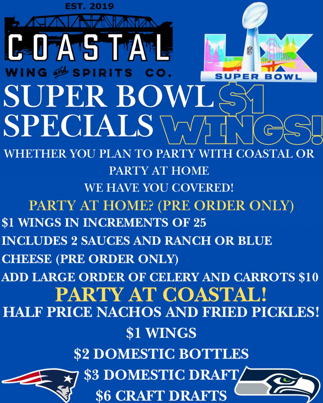 Coastal Wing and Spirits Co. Snead's Ferry Menu
