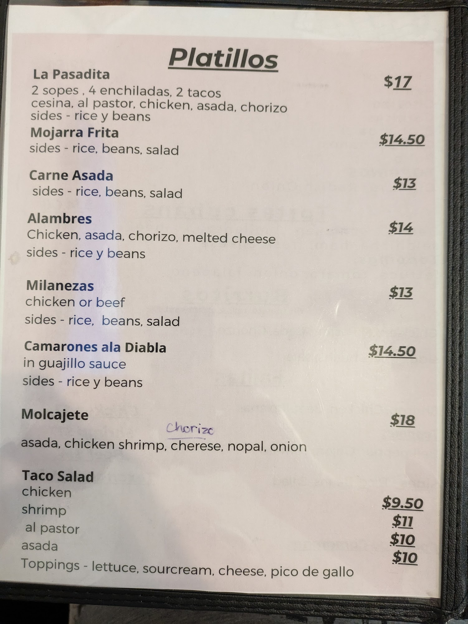Pasadita Menu