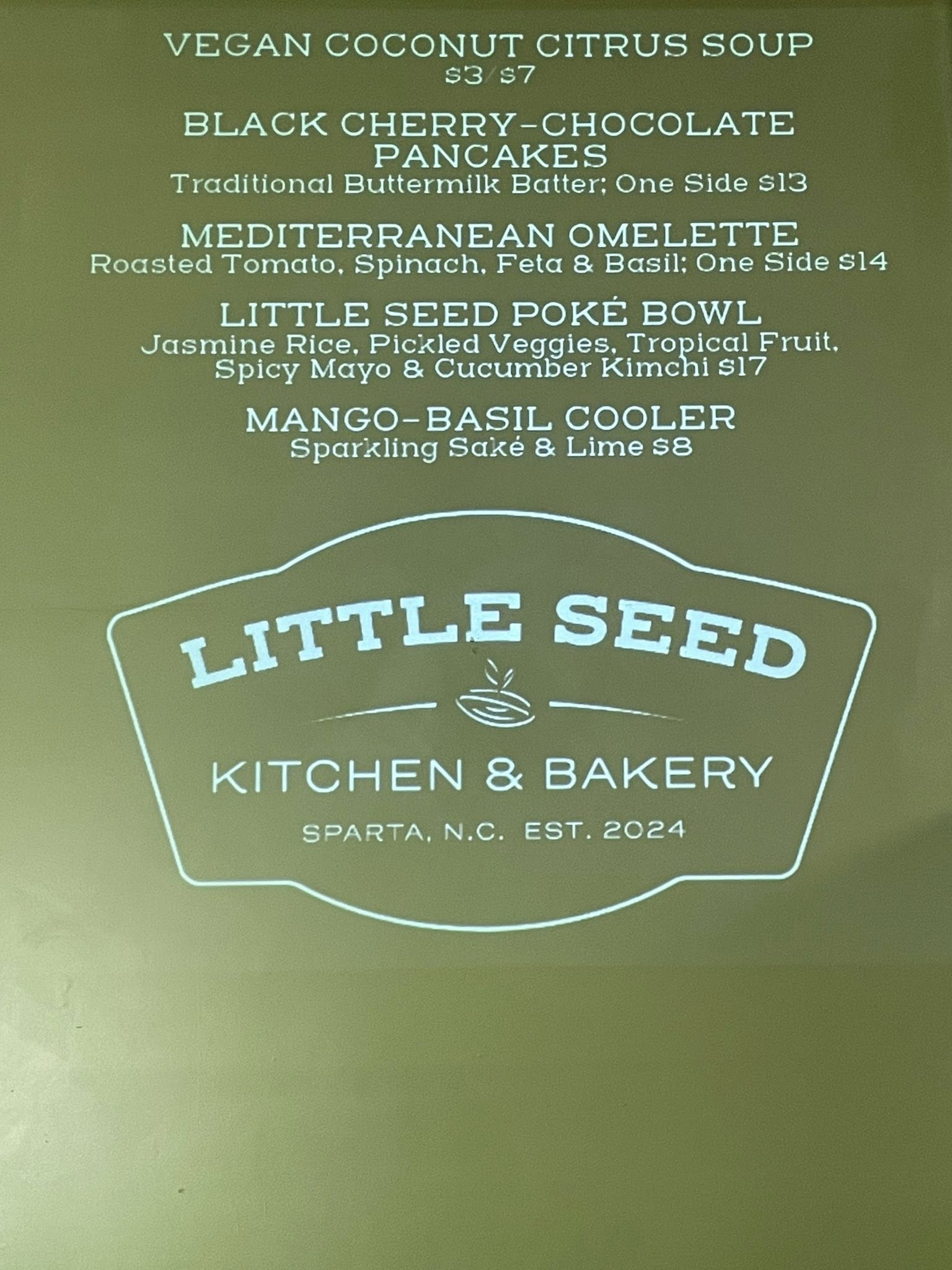 Little Seed Kitchen & Bakery Menu