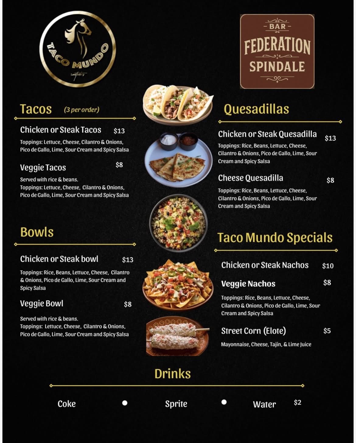 Federation Spindale Menu