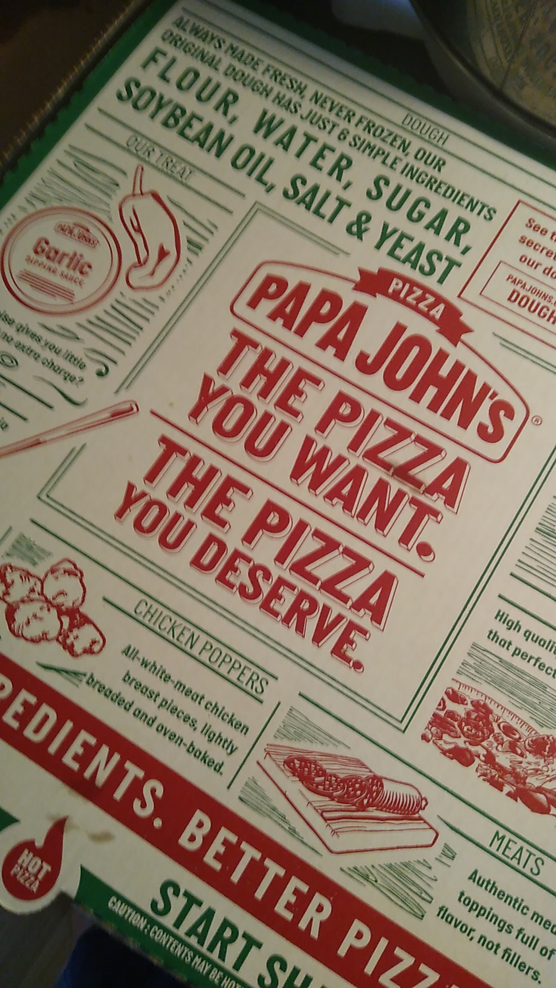 Papa Johns Pizza Menu