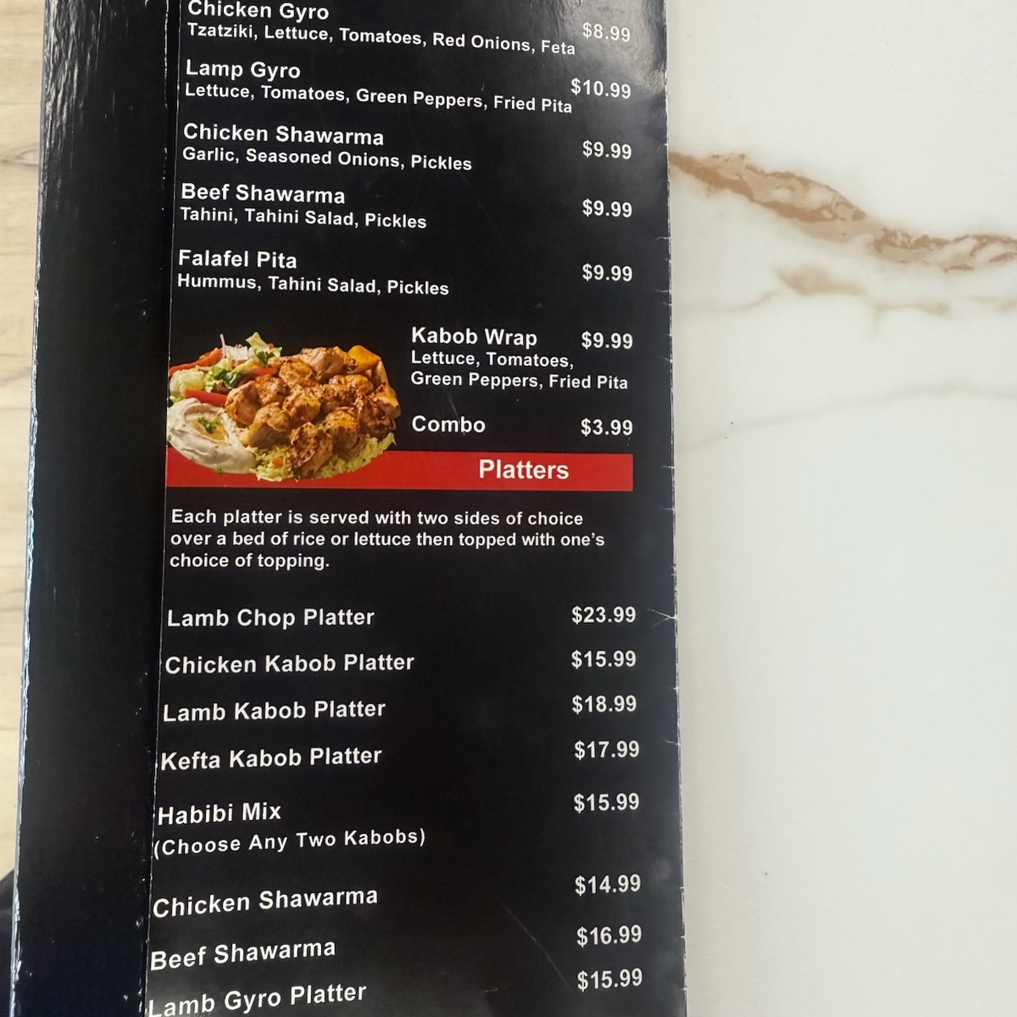 Habibi Eatery Menu