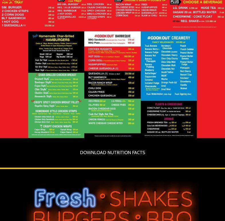 Cook Out Menu