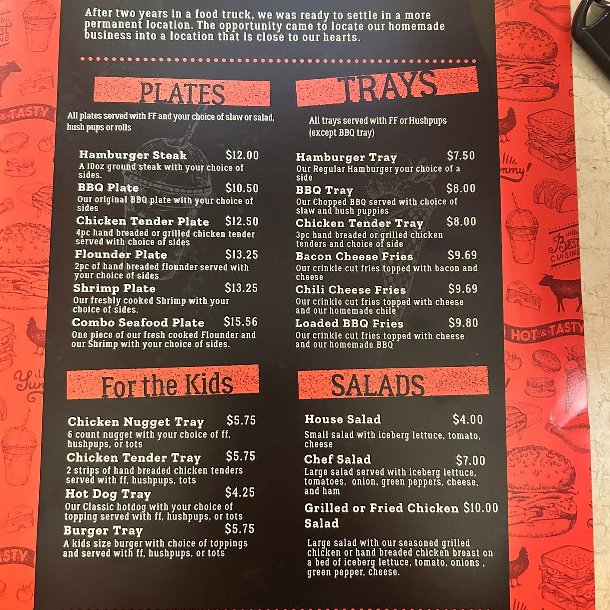 Easy Eats Menu