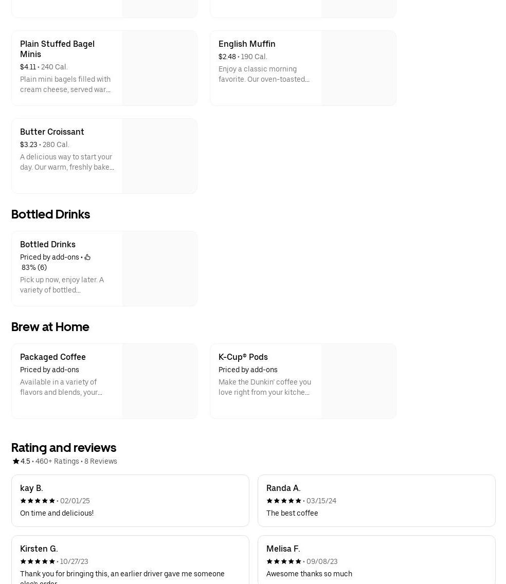 ATM Dunkin Donuts - 5111 Market St. Menu