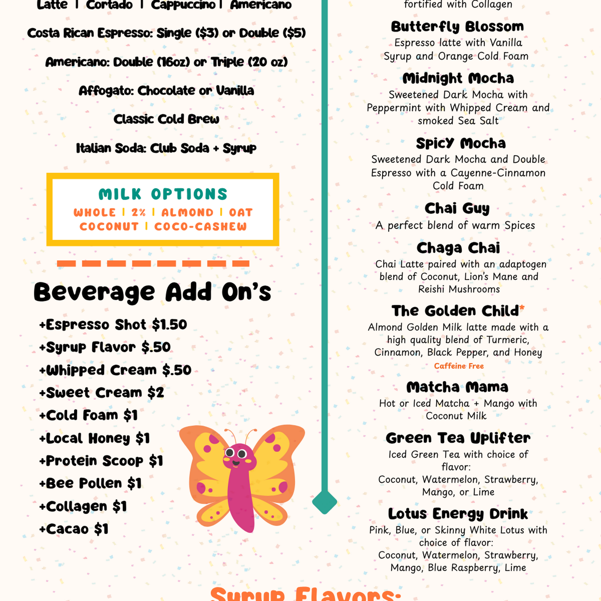 Happy House Play Place Menu