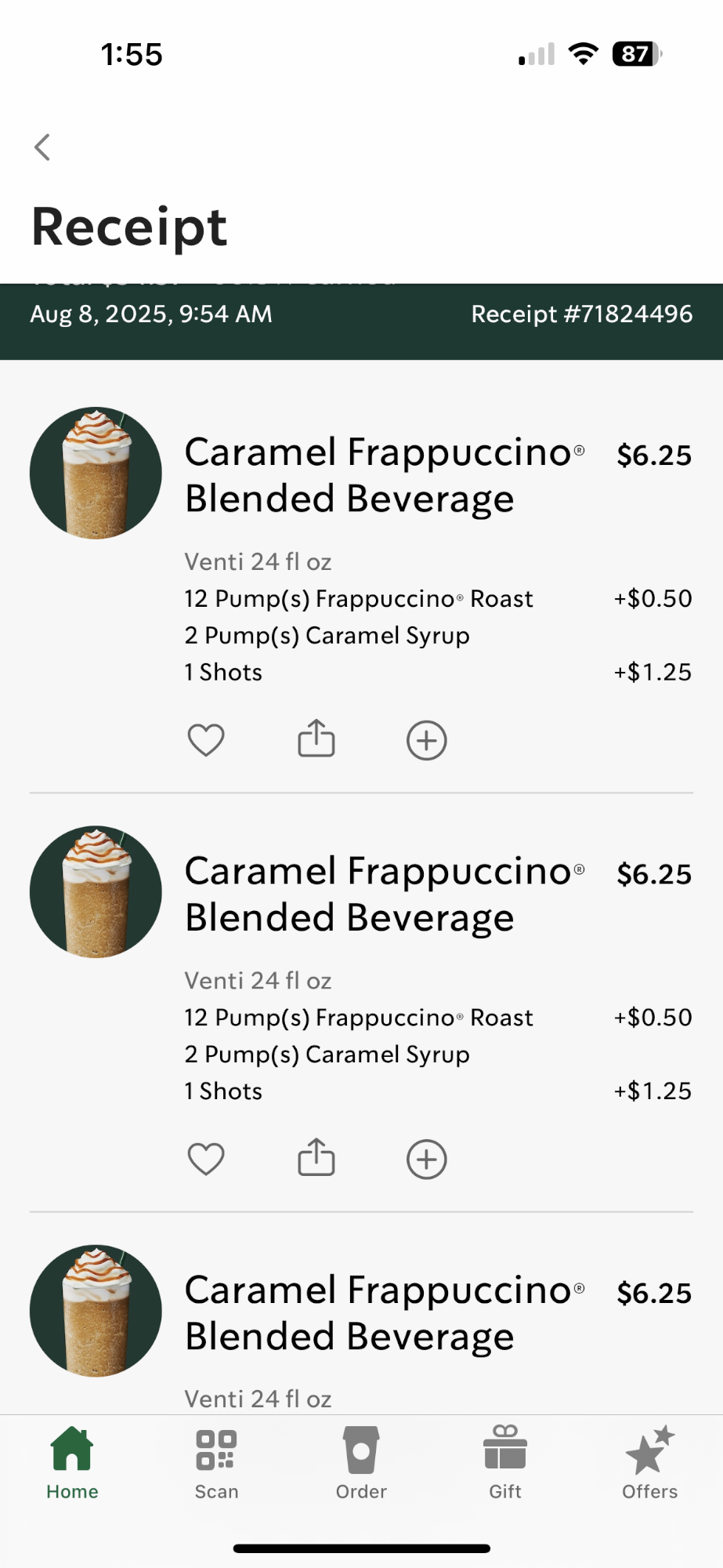 Starbucks Coffee Company Menu