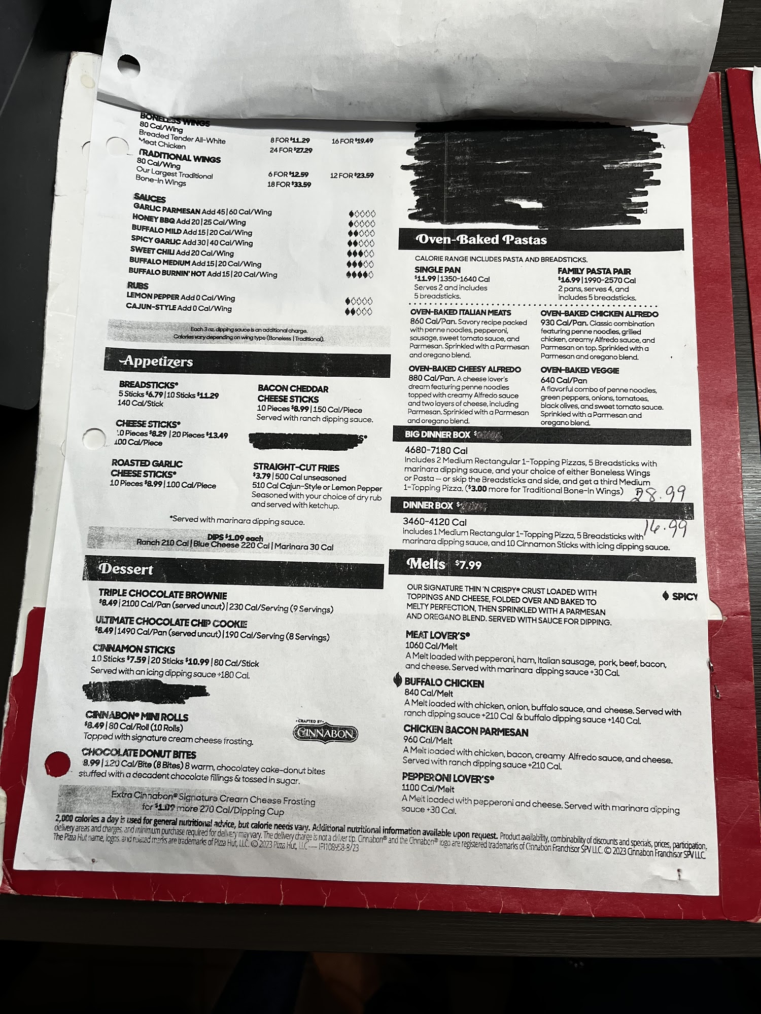 Pizza Hut Menu
