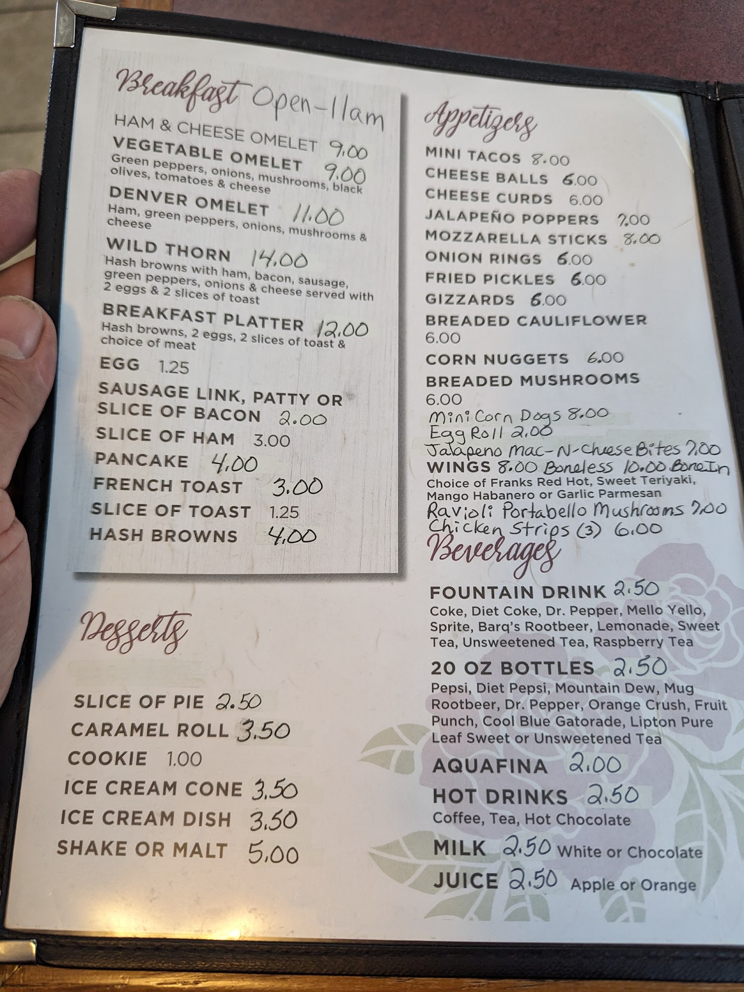 The Wild Rose Bar & Cafe Menu