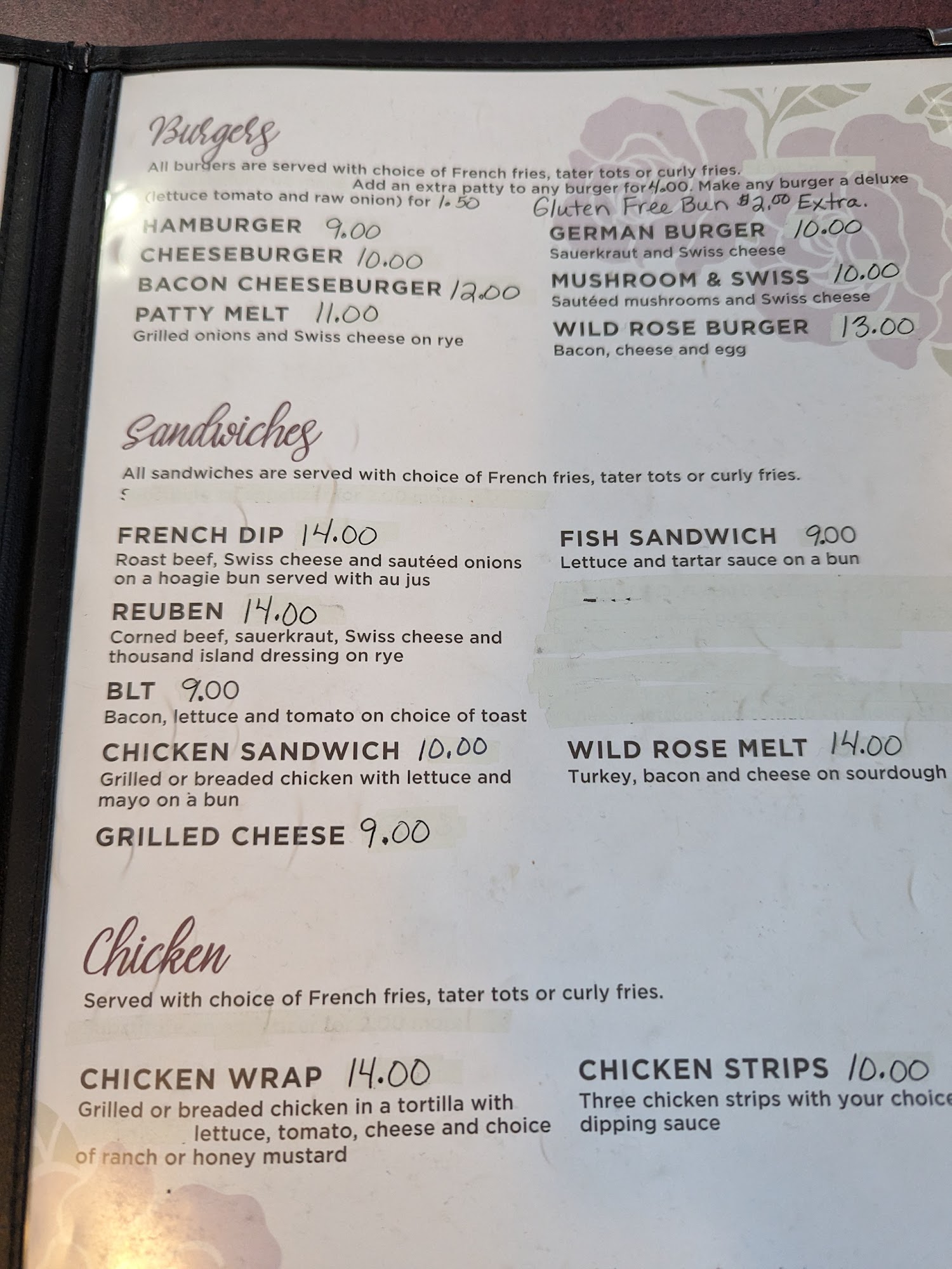 The Wild Rose Bar & Cafe Menu