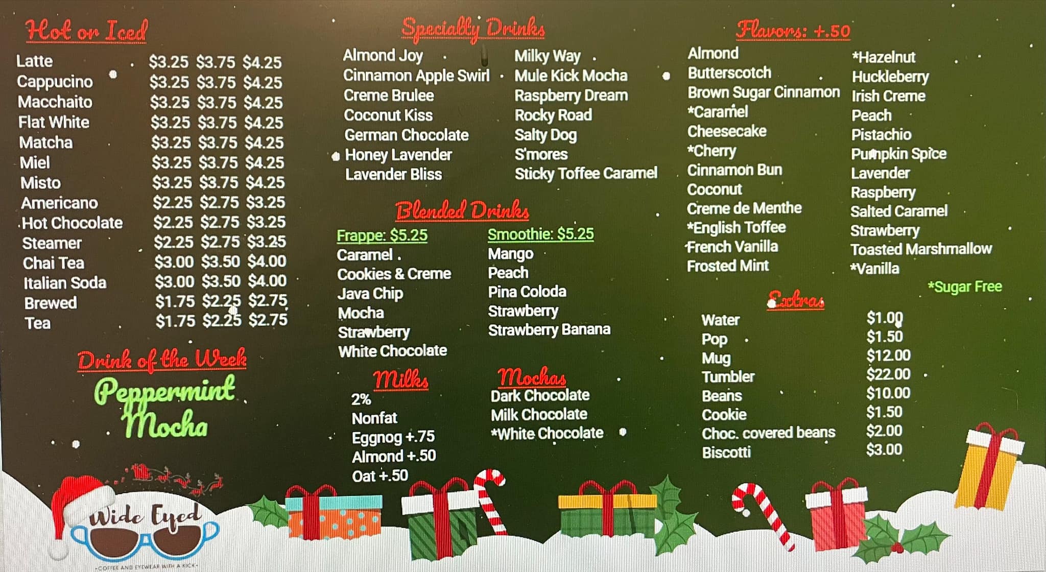 Wide Eyed Coffee Menu