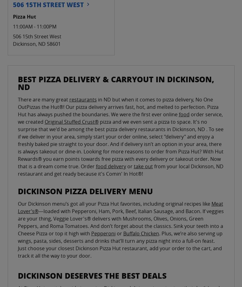 Pizza Hut Menu