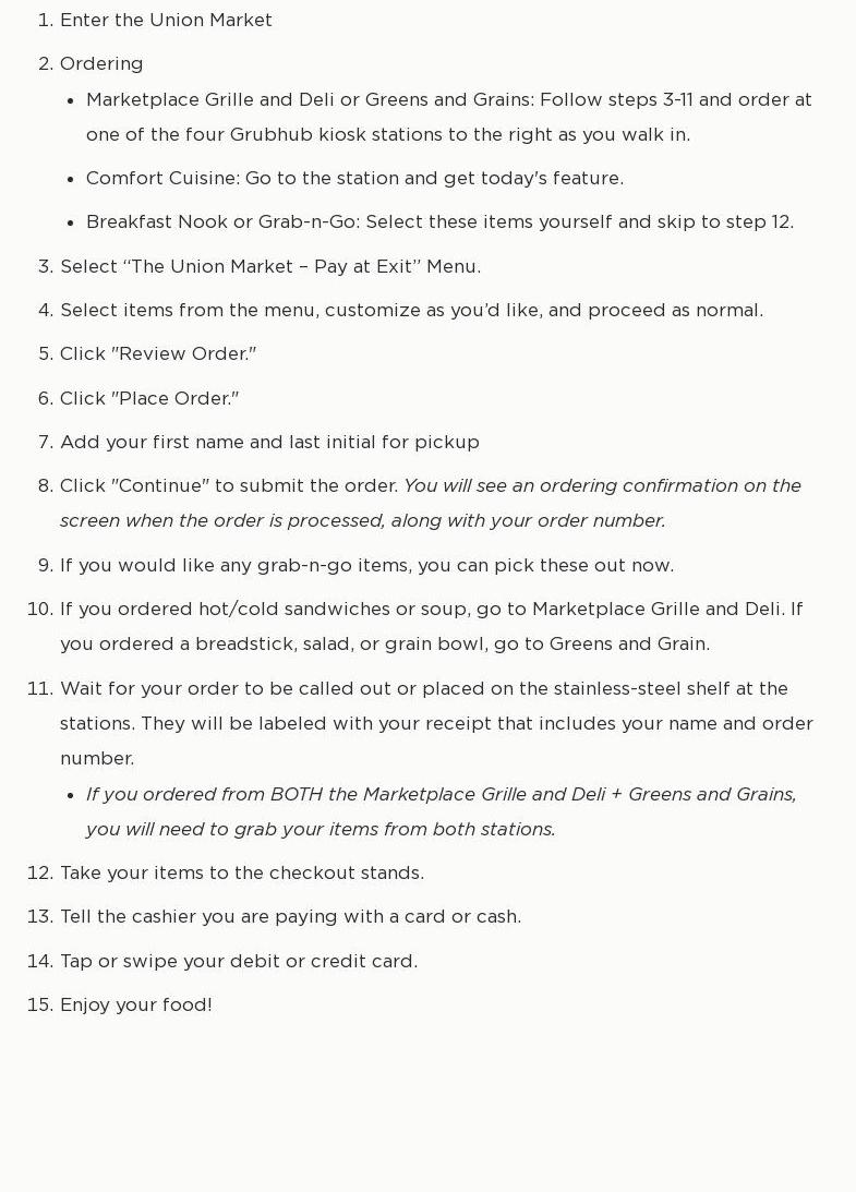 Residence Dining Center Menu