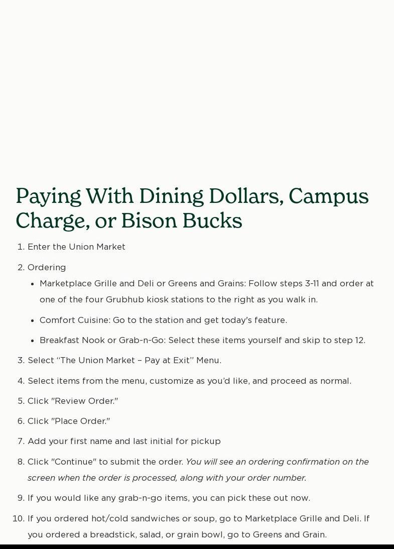 Residence Dining Center Menu