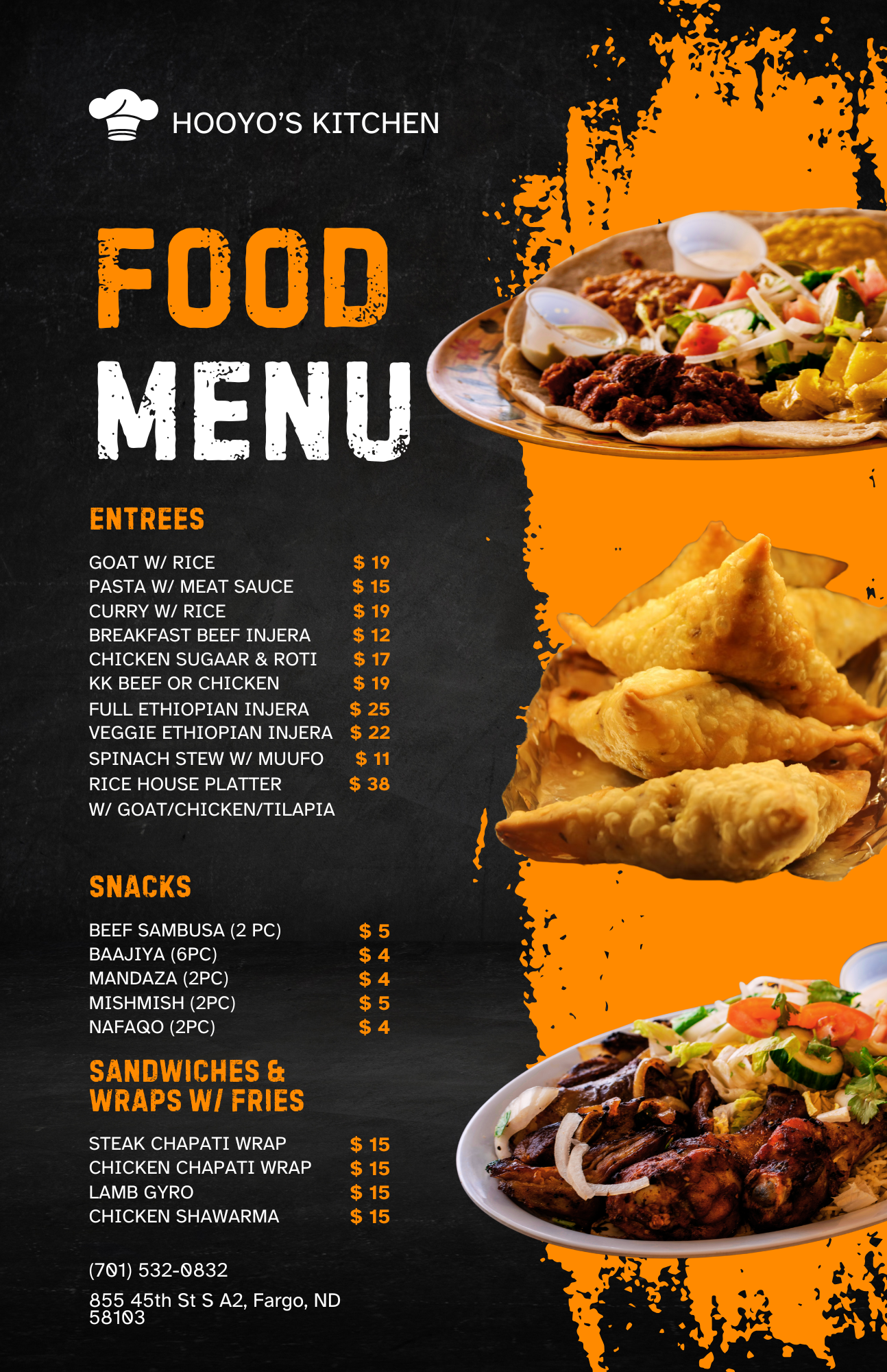 Hooyo's Kitchen Menu