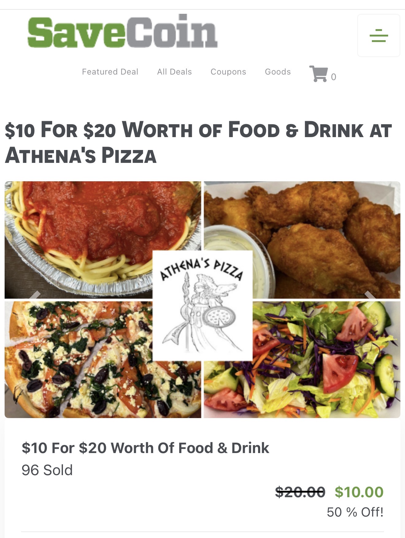 Athena's Pizza Menu