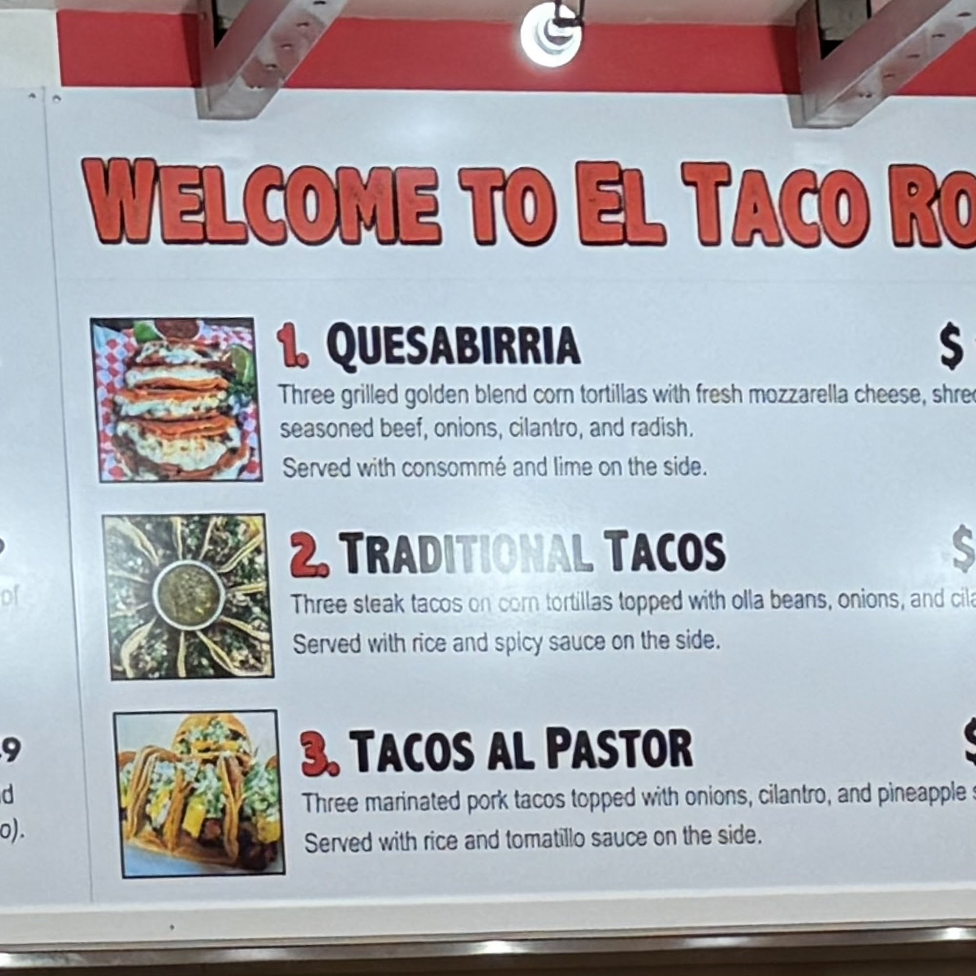 EL TACO ROJO Menu