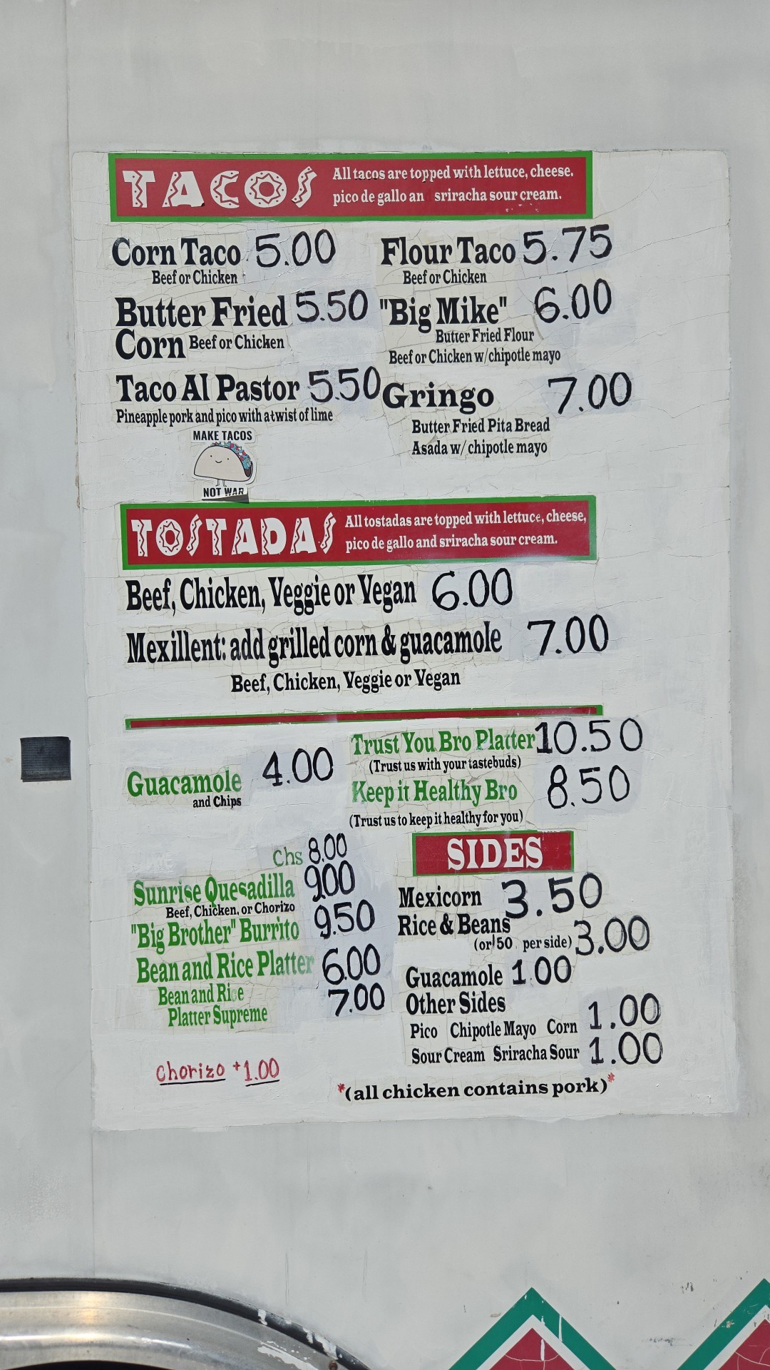Taco Brothers Menu