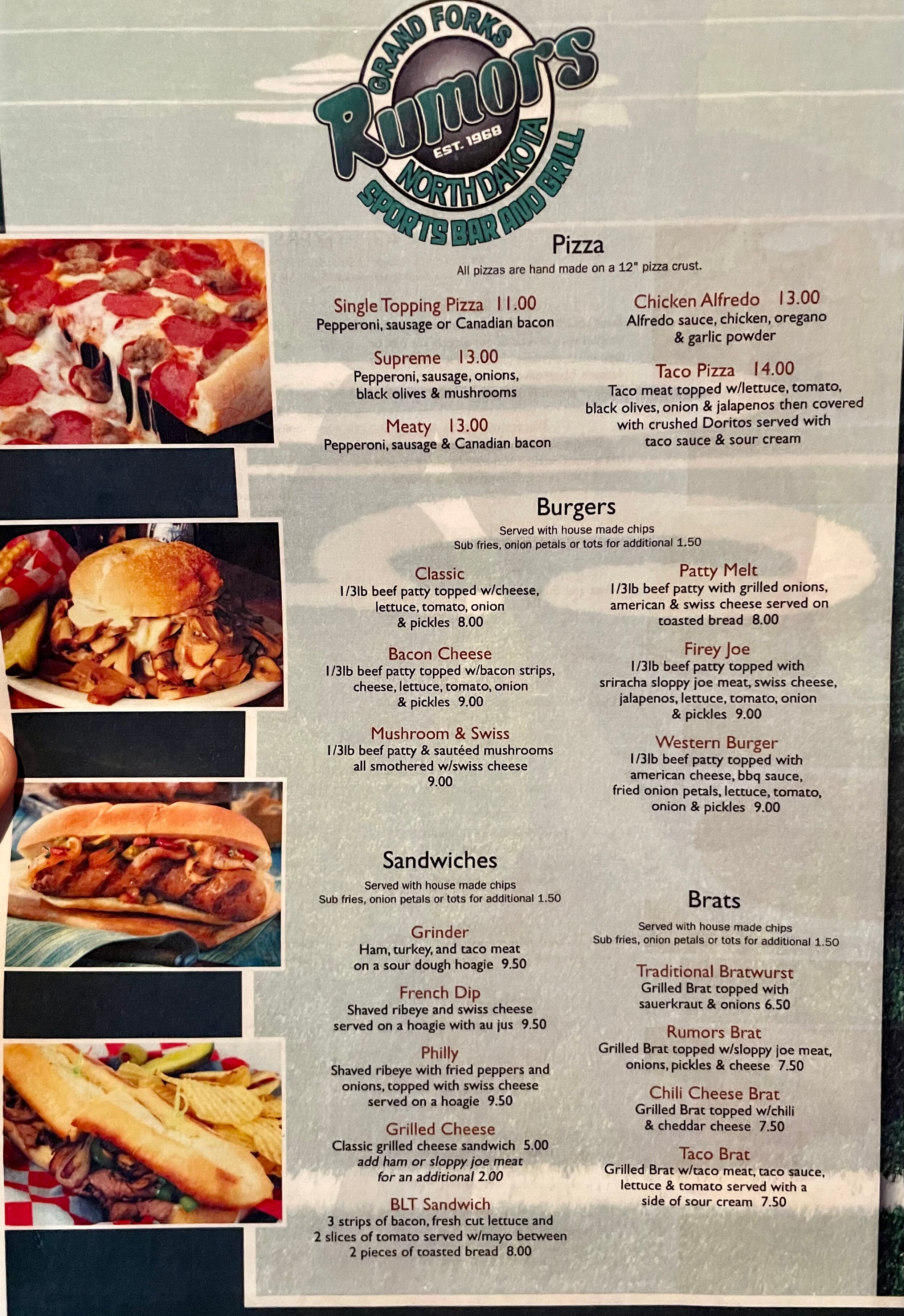Rumors Lounge Menu