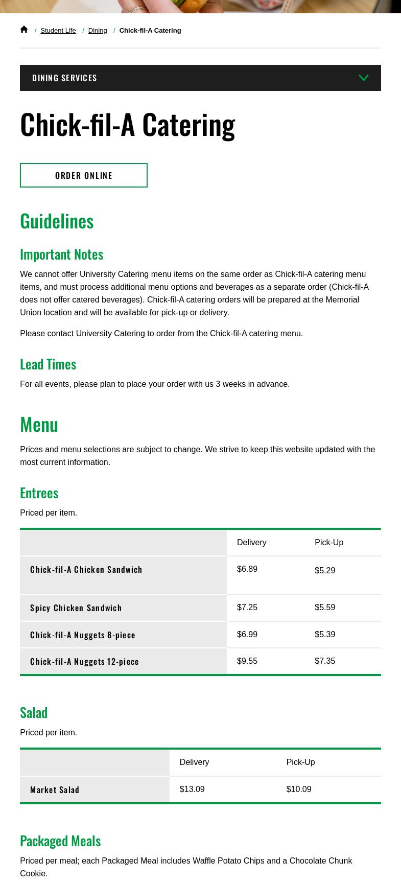 Express Convenience Store Menu
