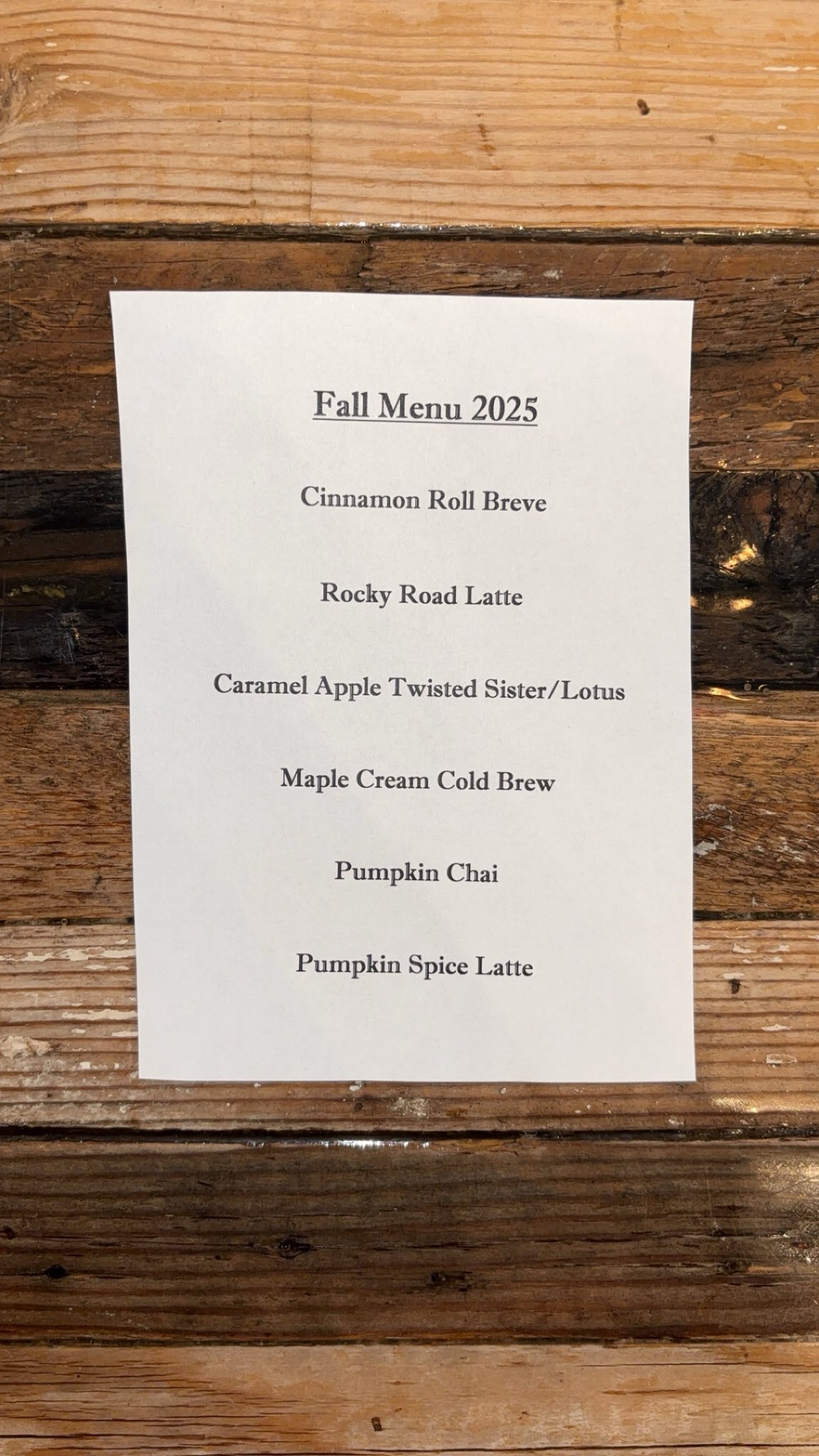 Plantation Coffee Bar Menu