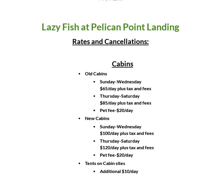 Lazy Fish at Pelican Point Menu