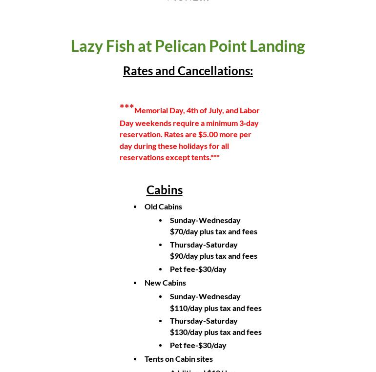 Lazy Fish at Pelican Point Menu