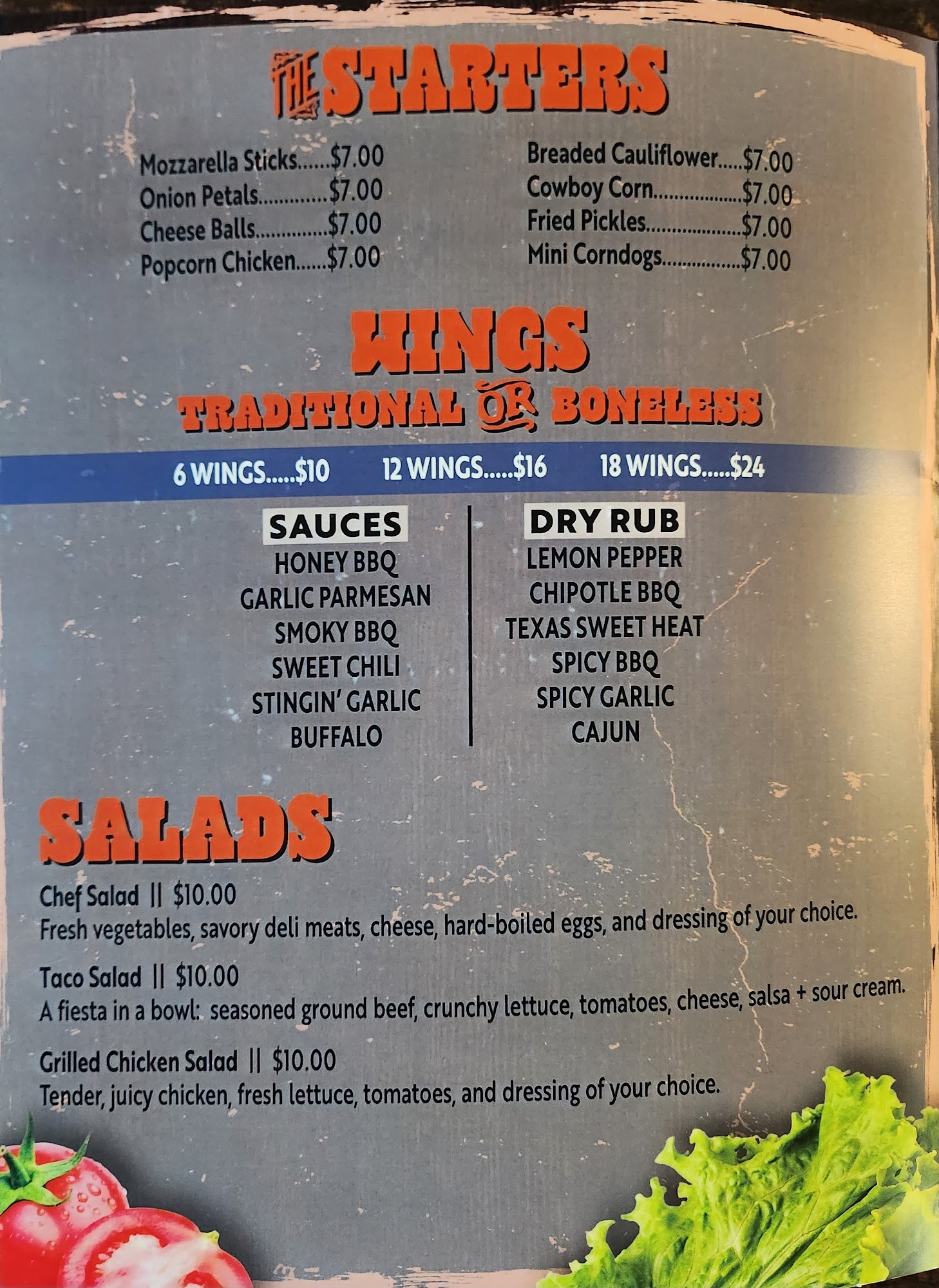 Till House Saloon and Grill Menu