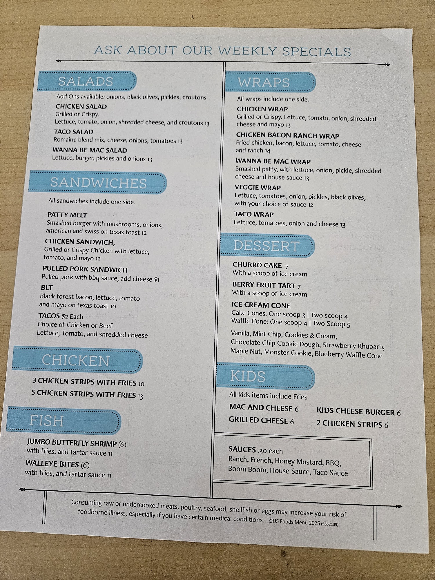 Small Town Grill Menu