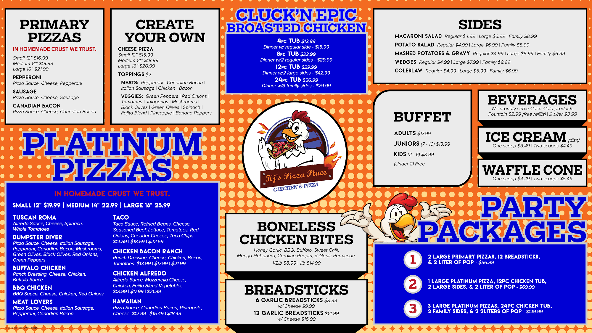 Kj's Pizza Place Menu