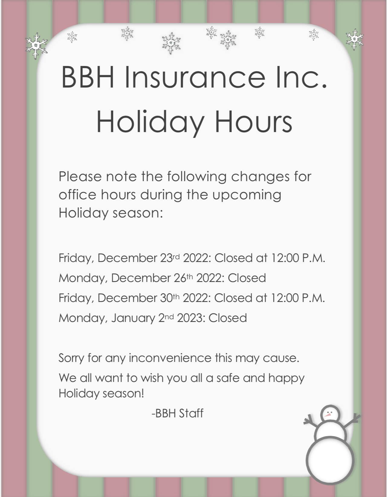 BBH Insurance Inc