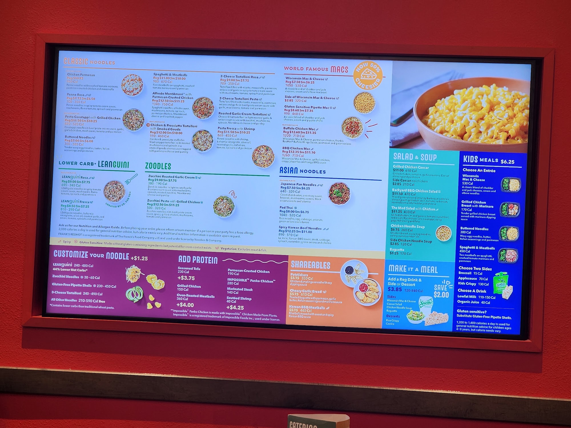 Noodles and Company Menu