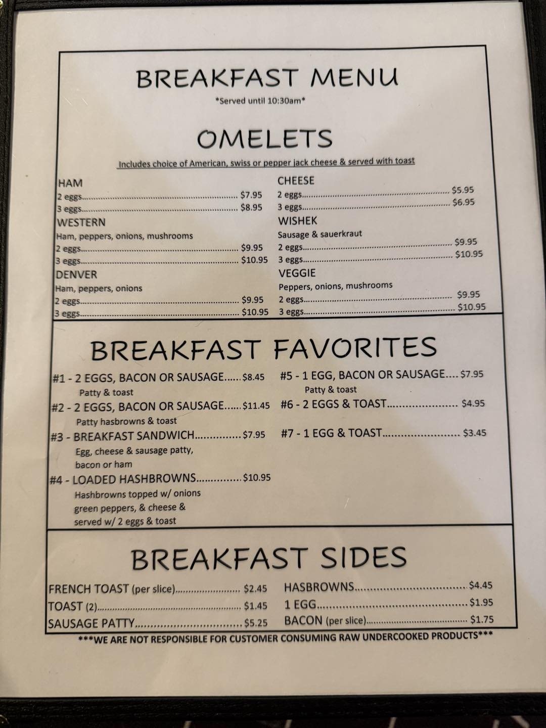 Big Screen Bar & Grill Menu