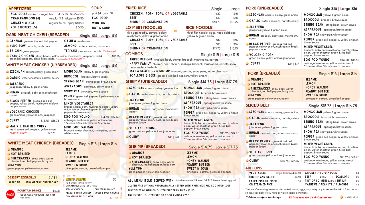 Happy Buddha's Menu