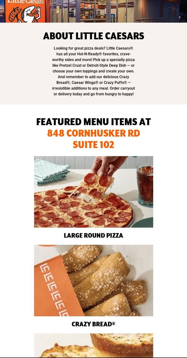 Little Caesars Pizza Menu