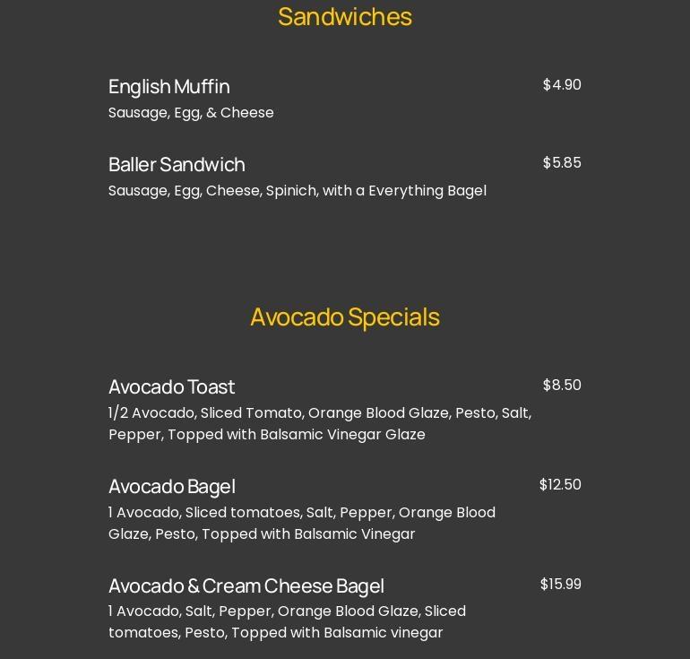 LD Coffee Roasters Menu