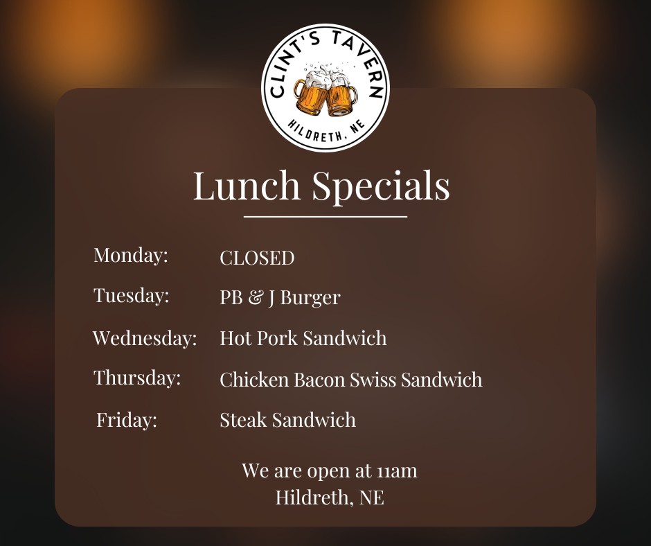 Clint’s Tavern Menu