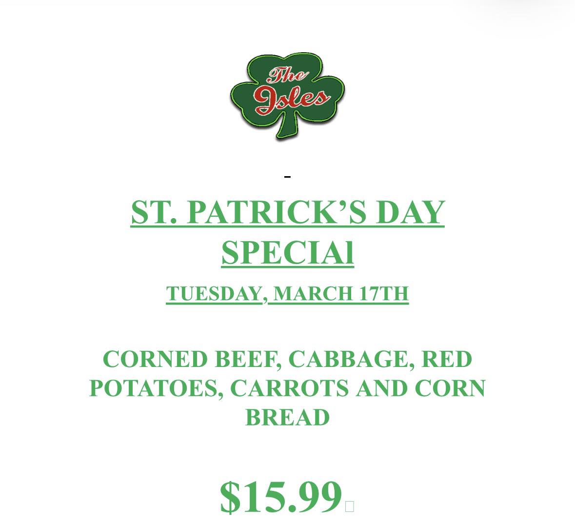 Isles Reception Hall Menu