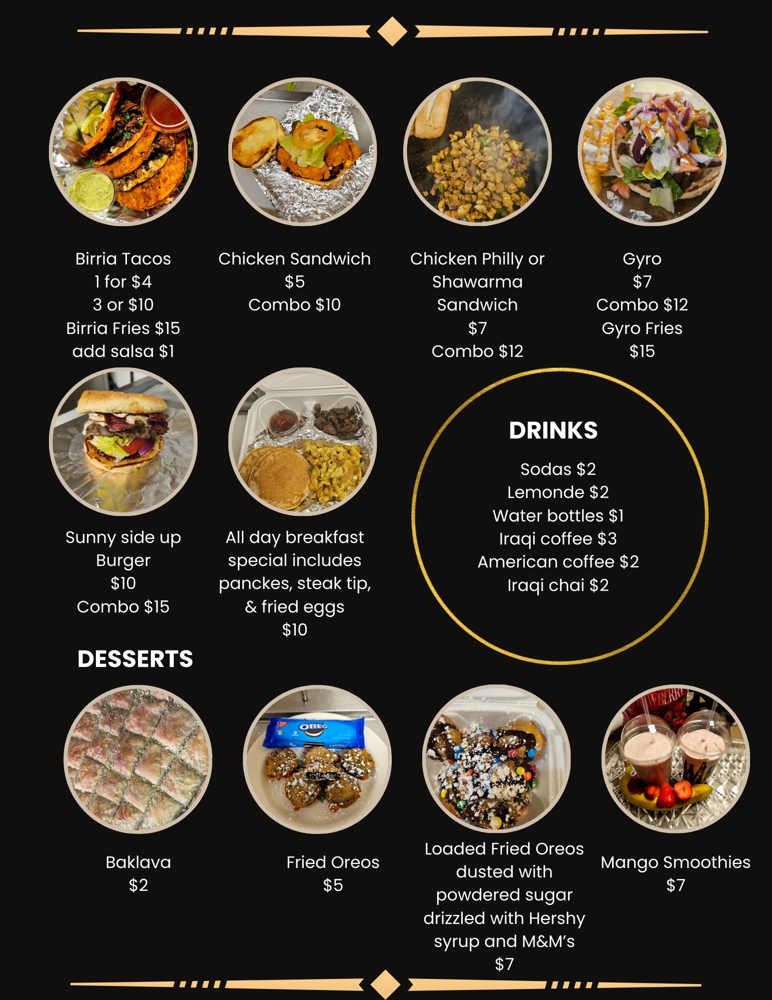 Prince Ali Cafe & Auto LLC Menu