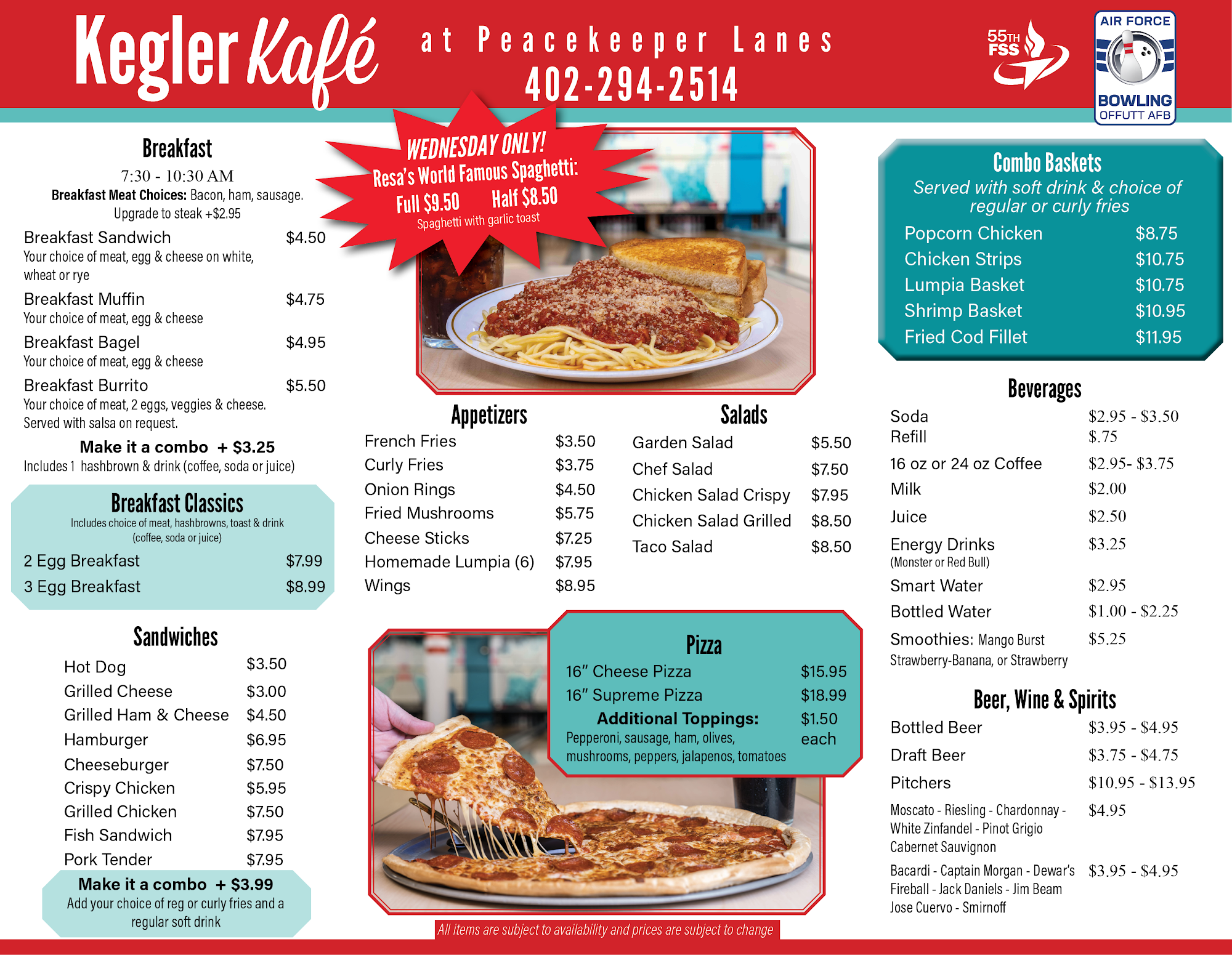 Kegler Kafe Menu