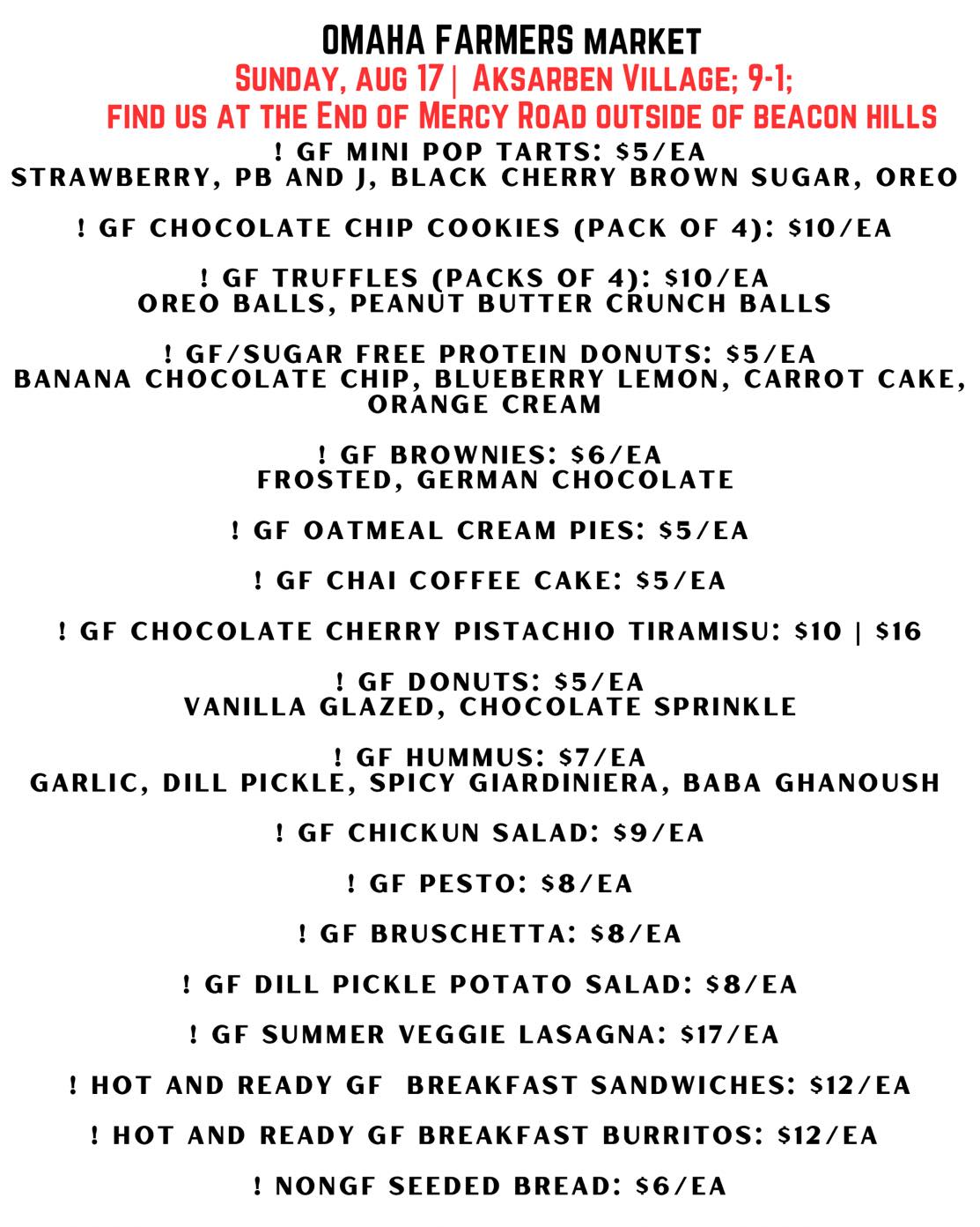 Conscious Comforts Menu