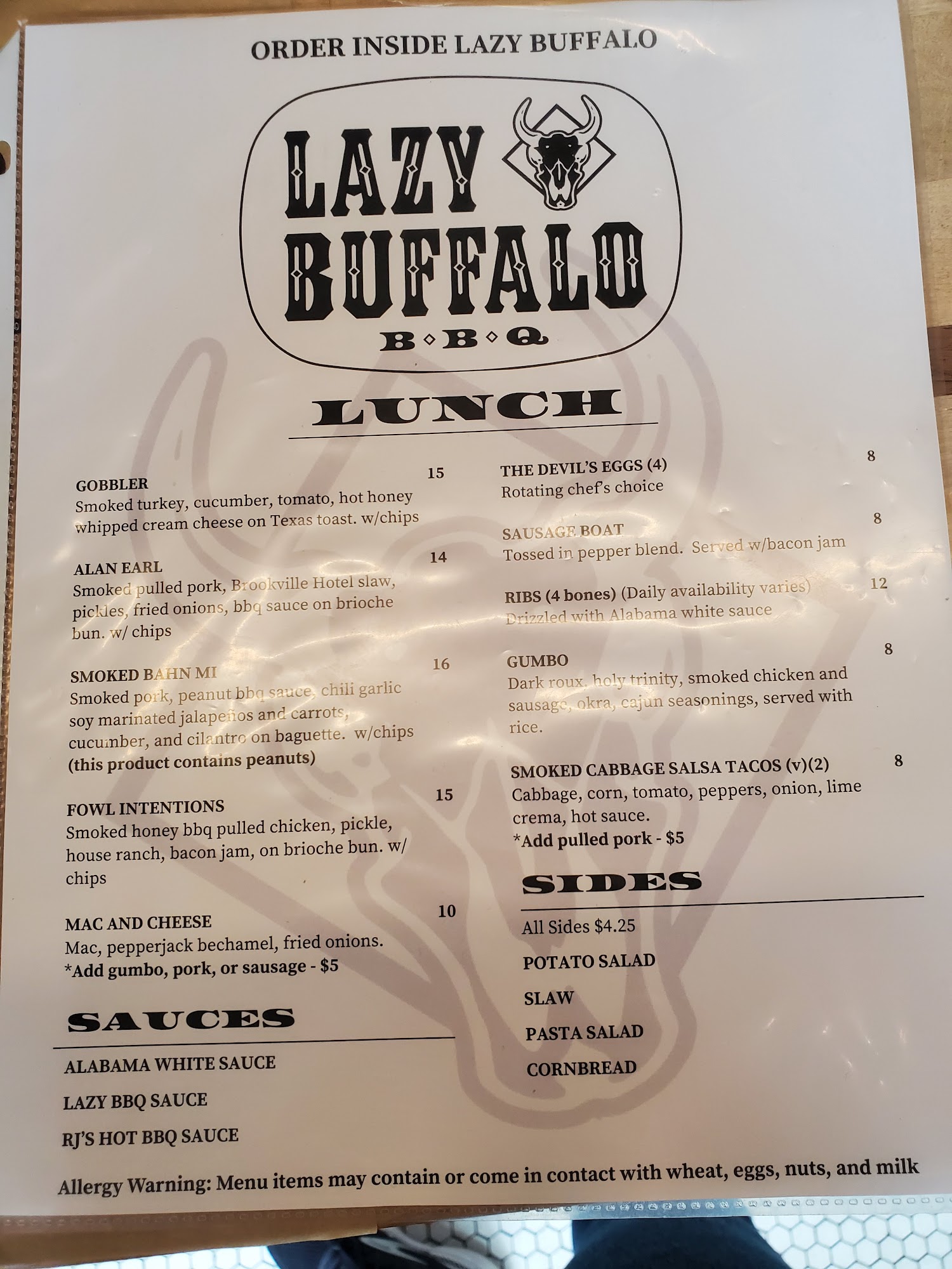 Lazy Buffalo BBQ & Catering Menu