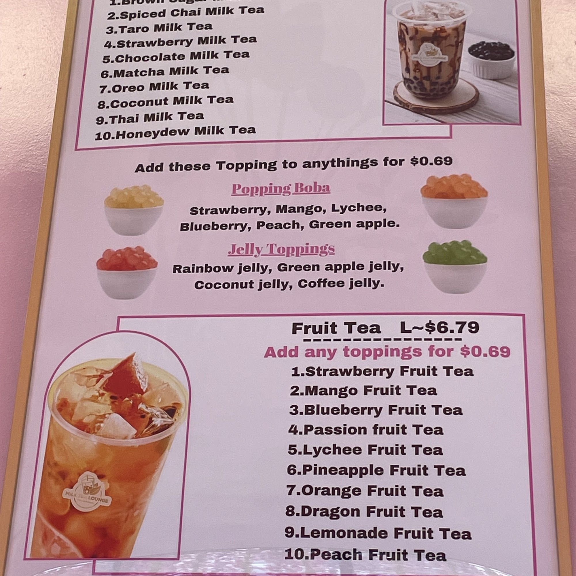 Milk Tea Lounge Menu