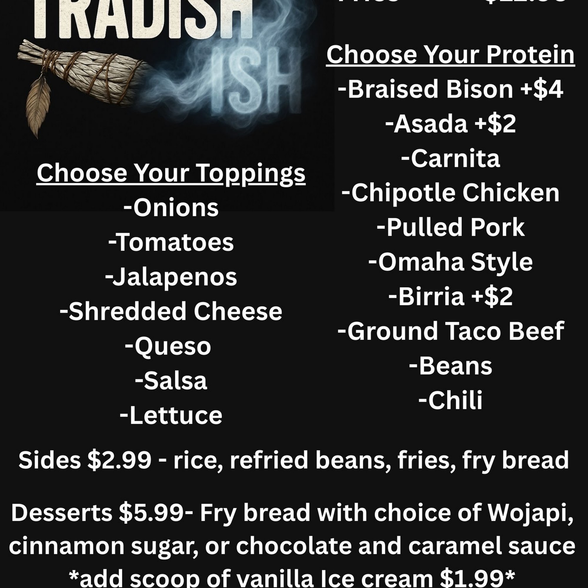 Tradish(ish) Menu