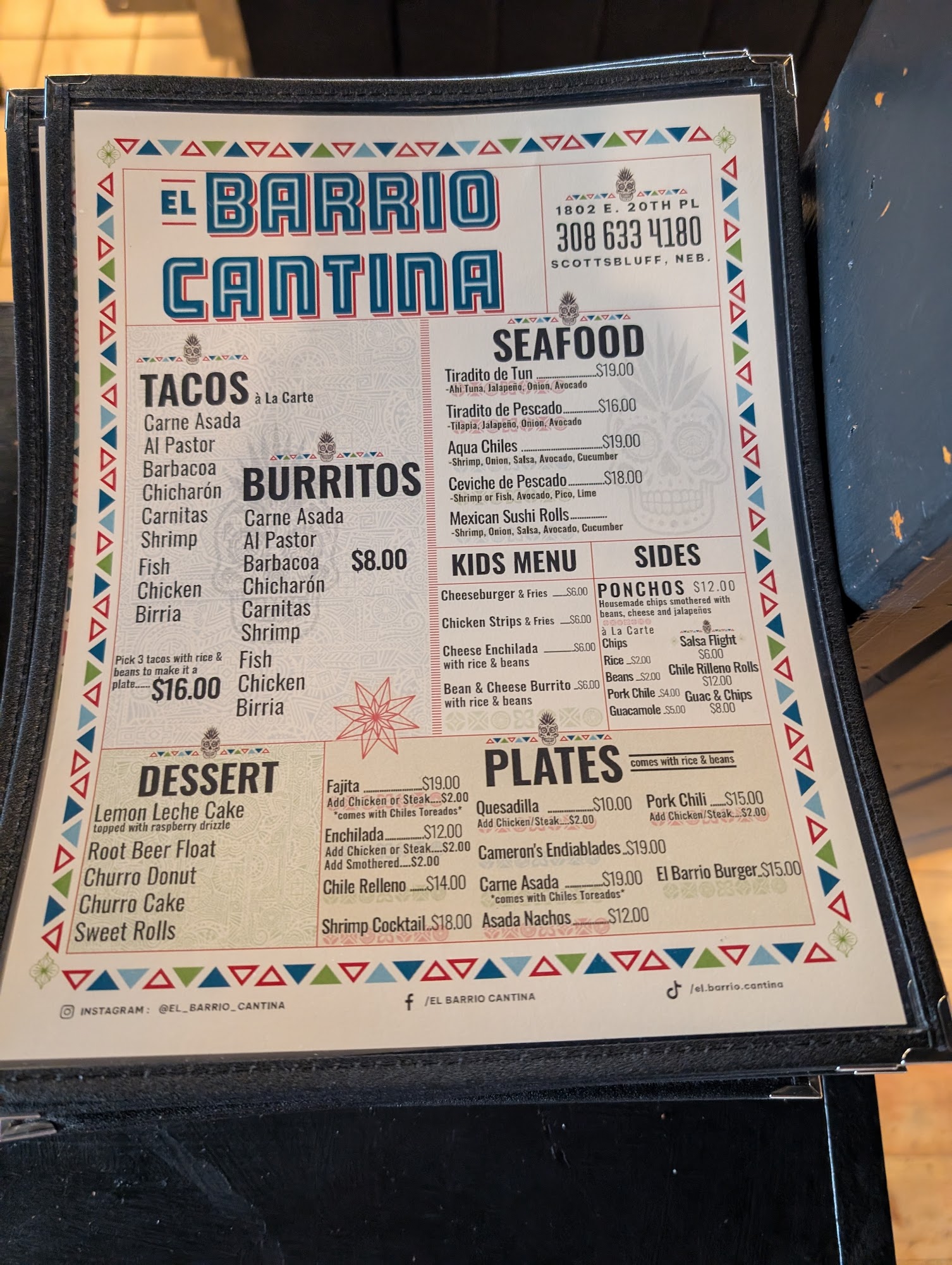 El Barrio Cantina Menu